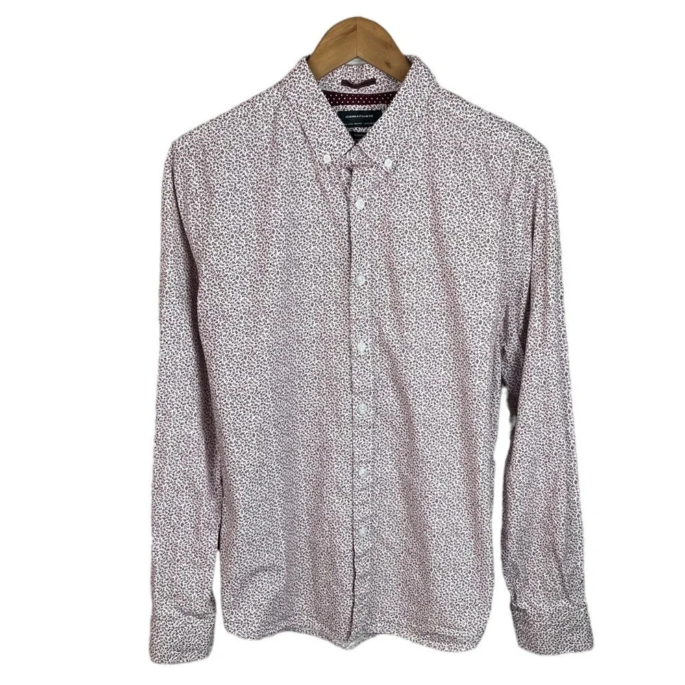 Bf418 Mens Denim & Flower Ricky Singh Floral Print Button Down Shirt L